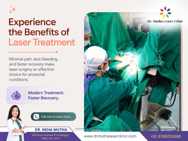 Dr. Neha Mutha performing advanced laser surgery for piles, fissure, and fistula treatment in Pune using minimally invasive techniques.