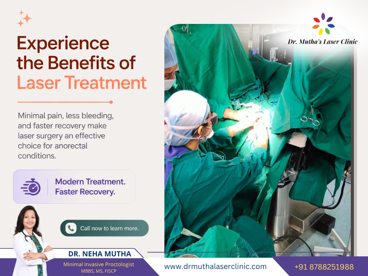 Dr. Neha Mutha performing advanced laser surgery for piles, fissure, and fistula treatment in Pune using minimally invasive techniques.